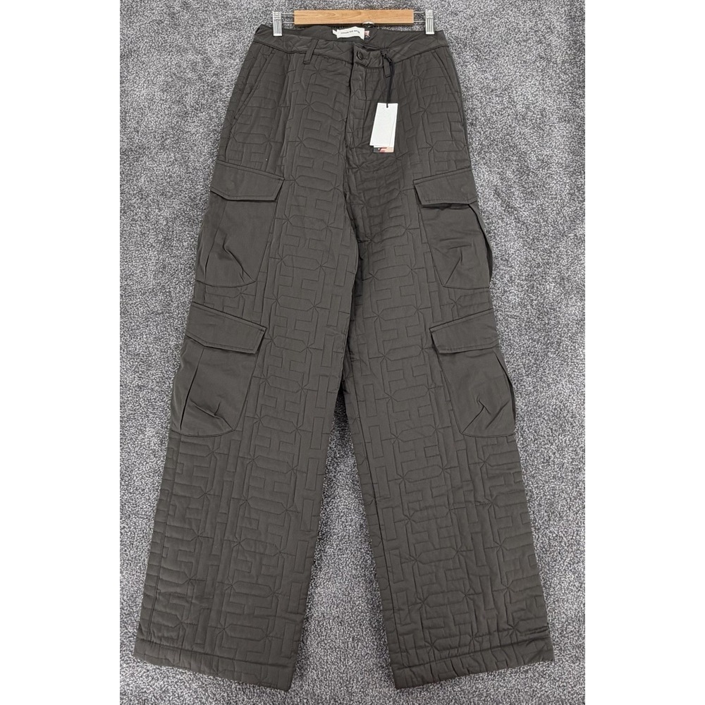 Honor The Gift Quilted Cargo Pants Sage Green Geometric Logo Wide Leg  NWT L